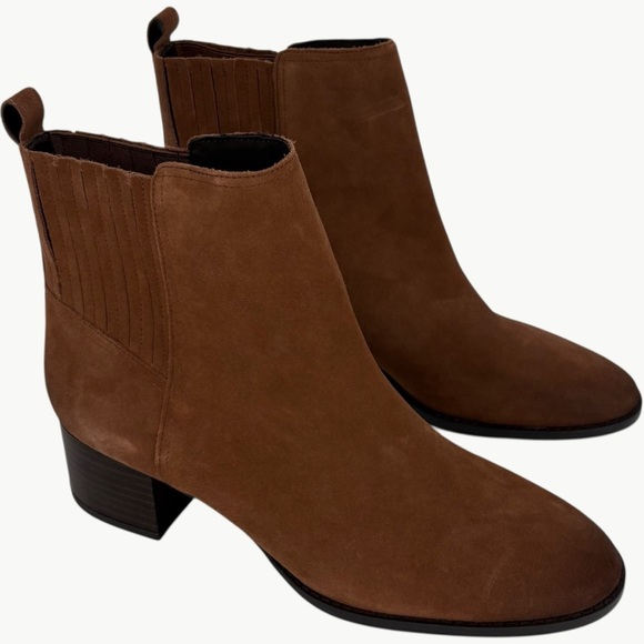 NWOT Sam Edelman Kaiti Block Heel Round Toe Suede Boots | Sz 8.5 | Walnut Brown - Picture 10 of 14